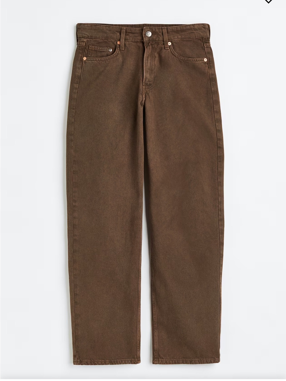 H&M Y2K Low-Rise Baggy Chocolate Brown Straight-Rigid Cotton Denim Skater Jeans